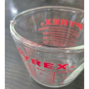 Vintage Pyrex 1 Cup Glass Measuring Cup Red Lettering Model 508 Corning USA 8oz